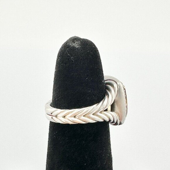 David Yurman Albion Ring w/ Citrine, Pavé White Diamonds & 18K Yellow Gold Sz. 5 - Picture 6 of 13